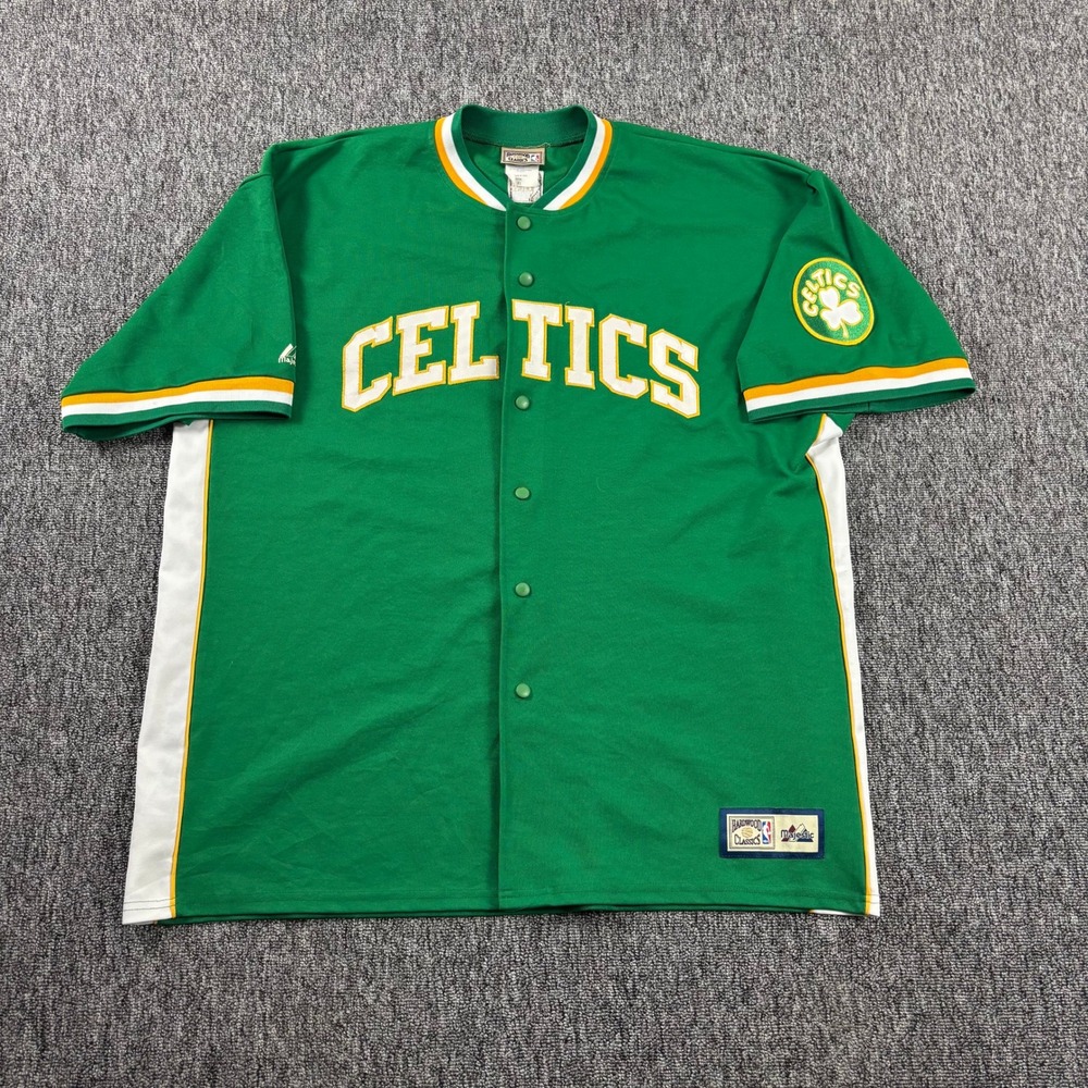 Vintage Boston Celtics Majestic Hardwood Classic Warm Up Jersey Made in USA XL